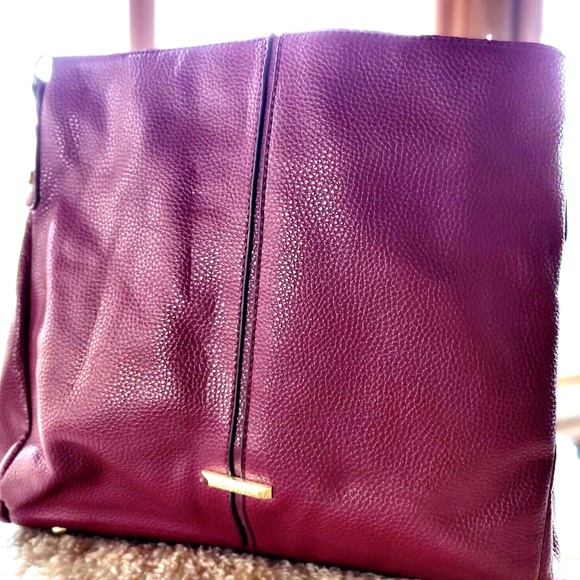 Anne Klein "Kickstart" Large Maroon (Port) Hobo Tote: Textured/Pebbled - Picture 1 of 7